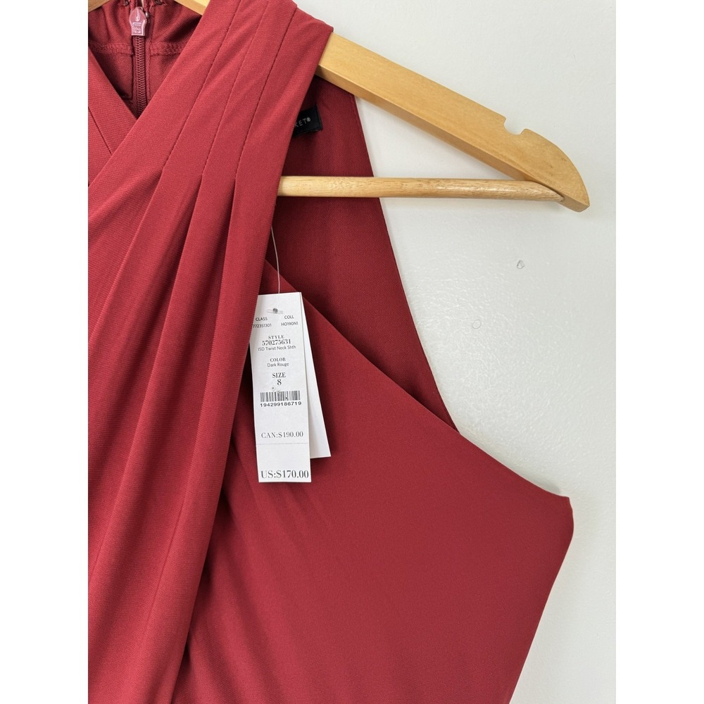 White House Black Market Red Wine Halter Dress 8 Tiered Ruffle‎ Cocktail NWT